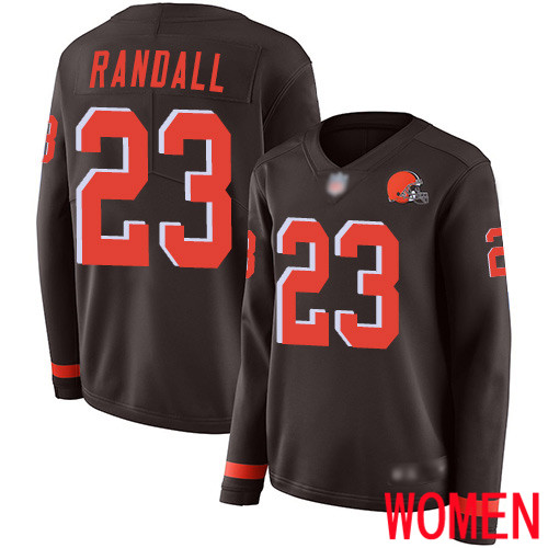 Cleveland Browns Damarious Randall Women Brown Limited Jersey 23 NFL Football Therma Long Sleeve